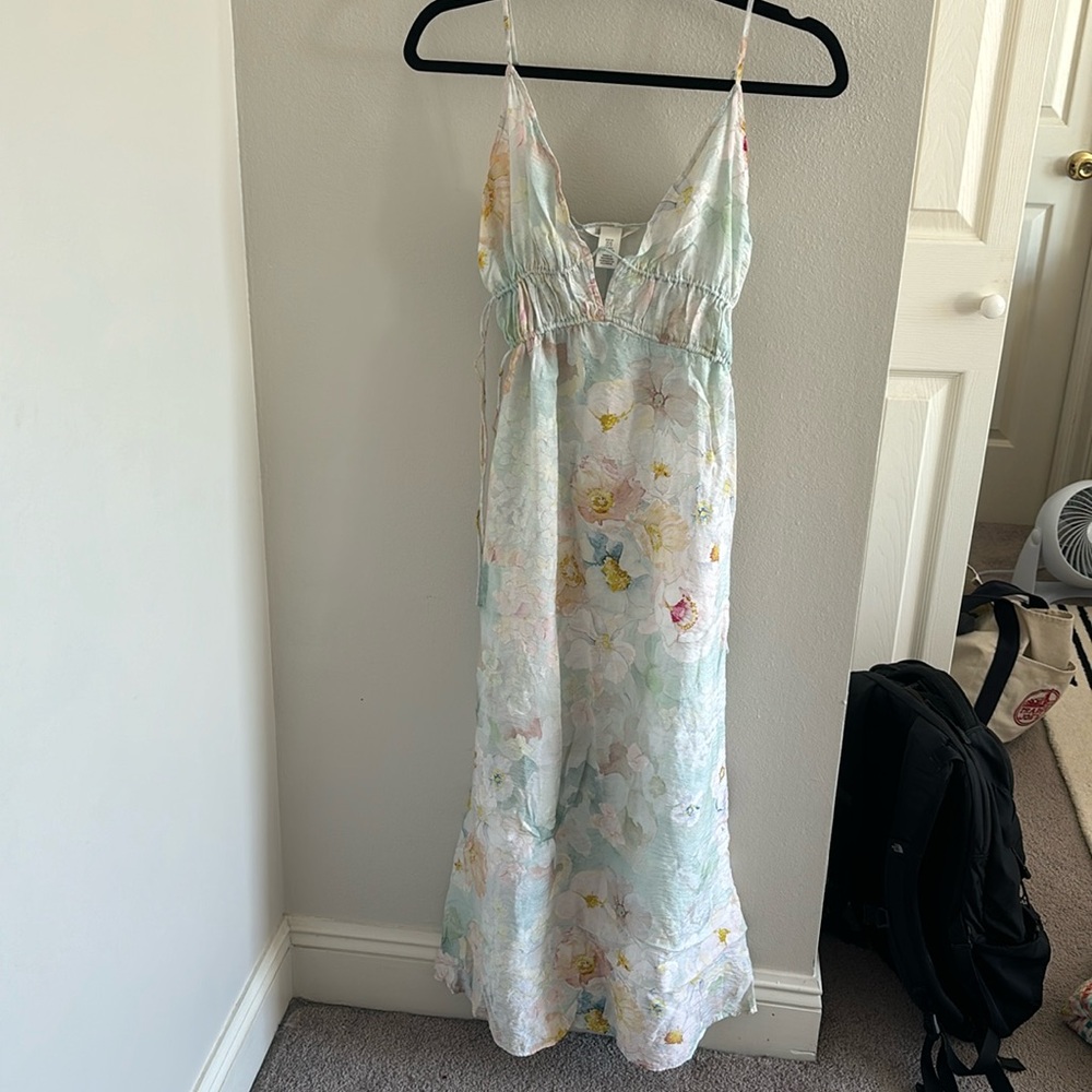 H&M floral satin maxi dress, size XS